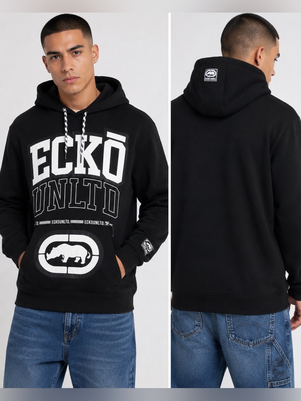 Ecko Unlimited Black Hoodie with White Logo